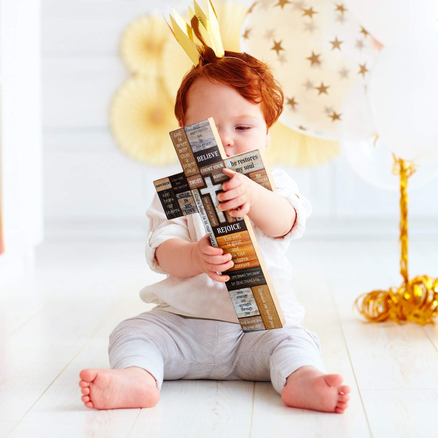 Jetec Cross Wall Decor Christian Wooden Cross Religious Faith Biblical Faith Biblical Verse Wall or Table Sign for Home Easter Farmhouse Home Hanging Decorations Indoor Outdoor(10.6 x 6.1 Inch)