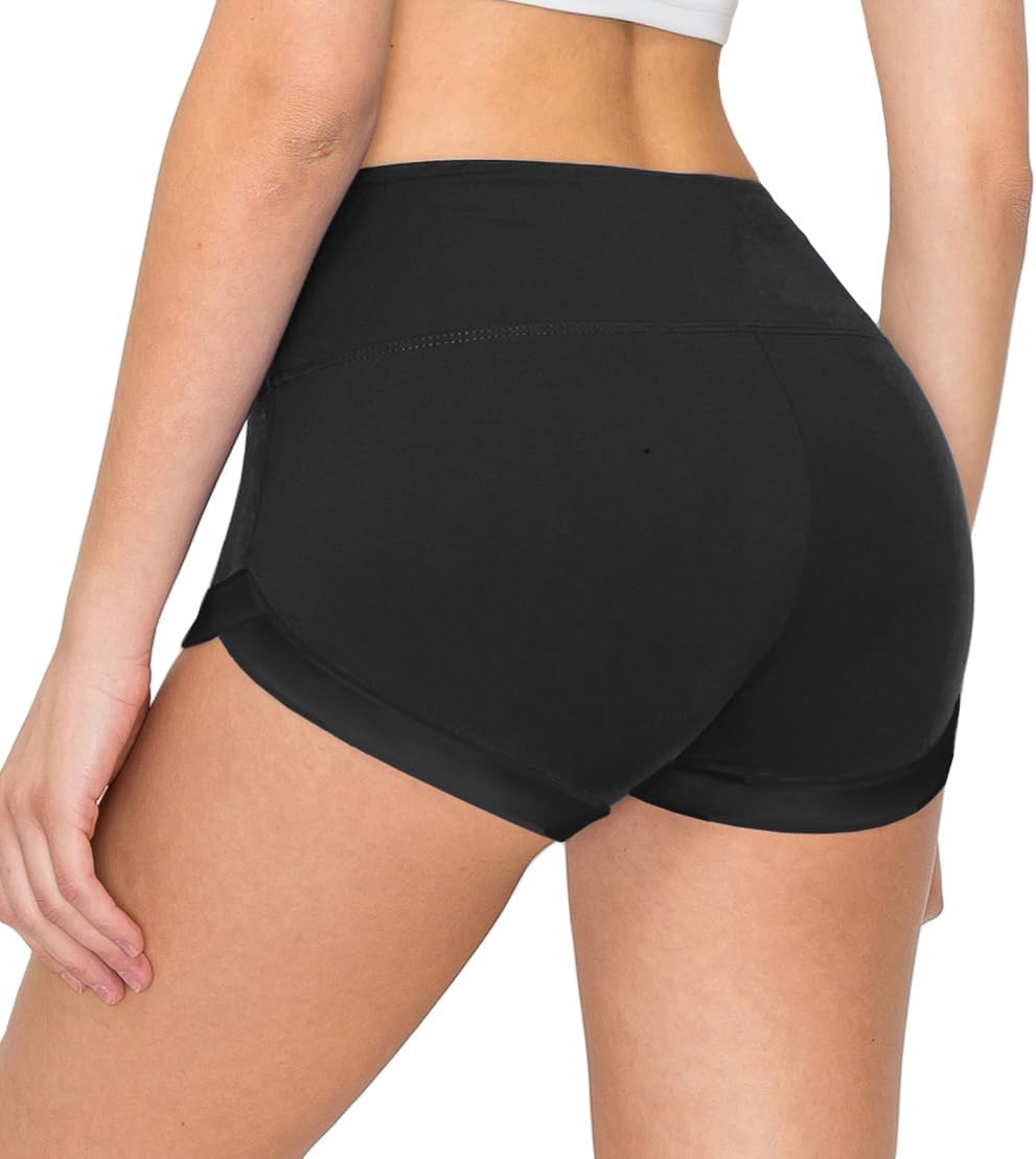 ALWAYS Women Yoga Shorts - Soft Stretch Athletic Running Dance Safety Pants