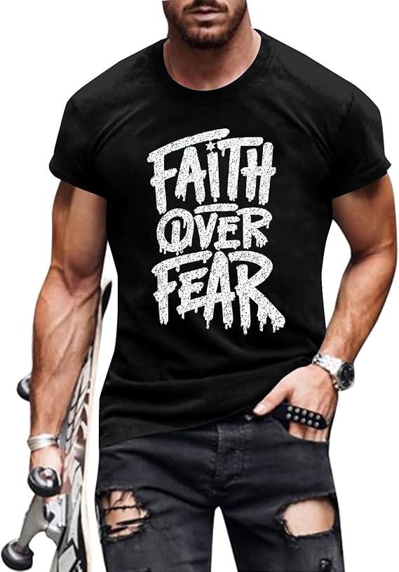 Christian Shirts for Men:Faith Cross Printed T-Shirts Christian Gifts for Men Jesus Shirts Holy Bible Tees