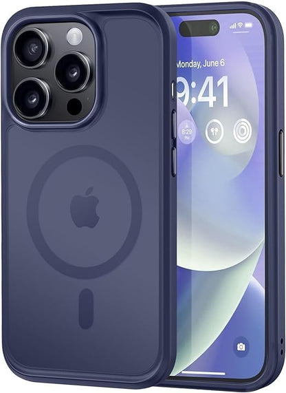 MOCCA Strong Magnetic for iPhone 14 Pro Max Case [Compatible with Magsafe] [10FT Military Grade Protective] Translucent Matte Slim Shockproof Case for iPhone 14 Pro Max 6.7"- Titanium Gray