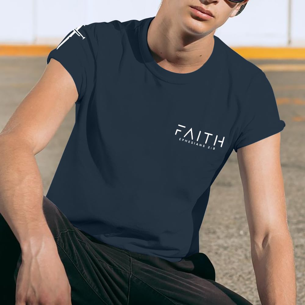Christian Shirts for Men:Faith Cross Printed T-Shirts Christian Gifts for Men Jesus Shirts Holy Bible Tees