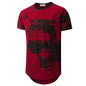 KLIEGOU Mens Hipster Hip Hop Ripped Round Hemline Pattern Print T Shirt