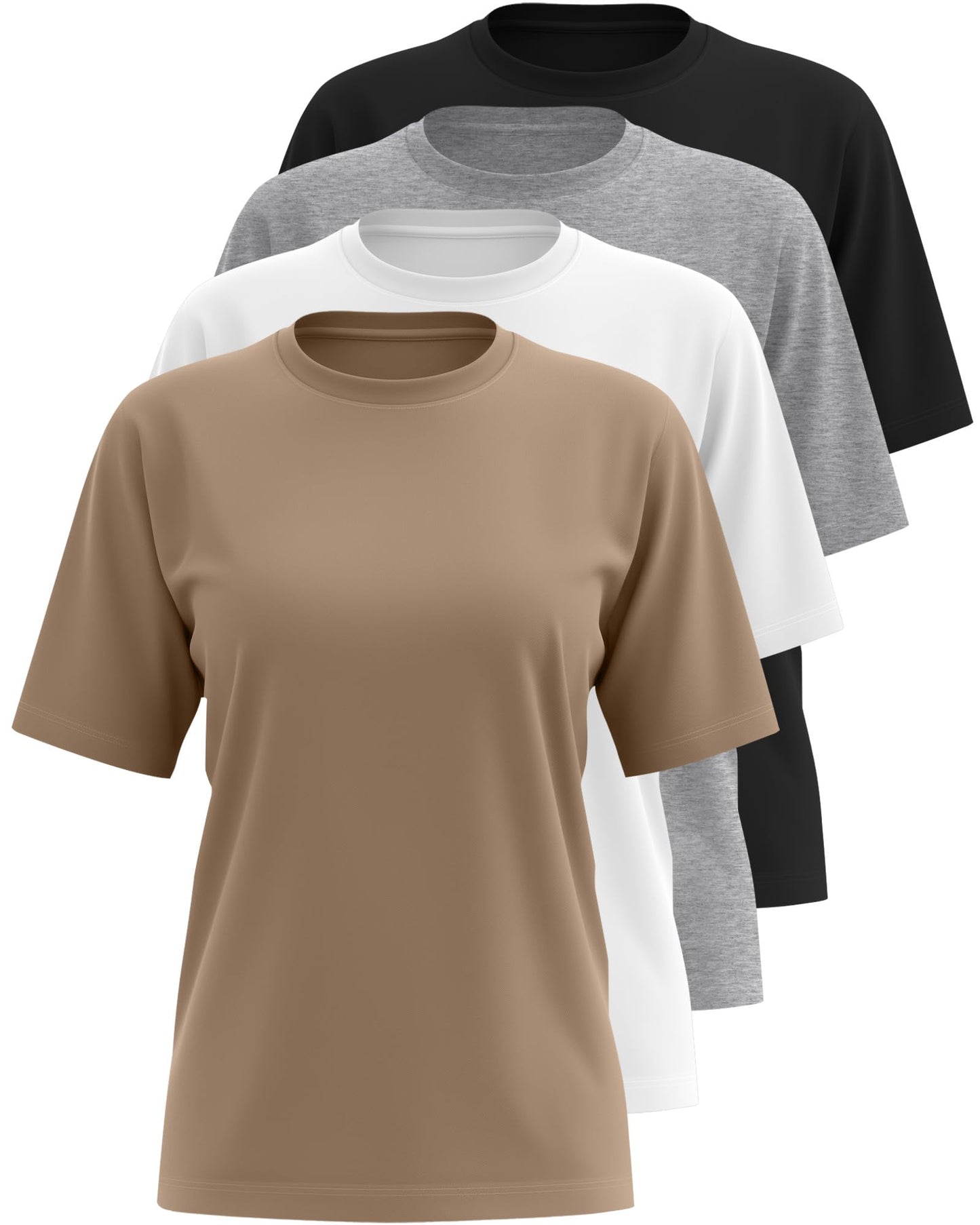 4 Pack Women's Half Sleeve T Shirts 1/2 Sleeve Basic Crew Neck Tops Elbow Length Casual Loose Fit Summer Tees