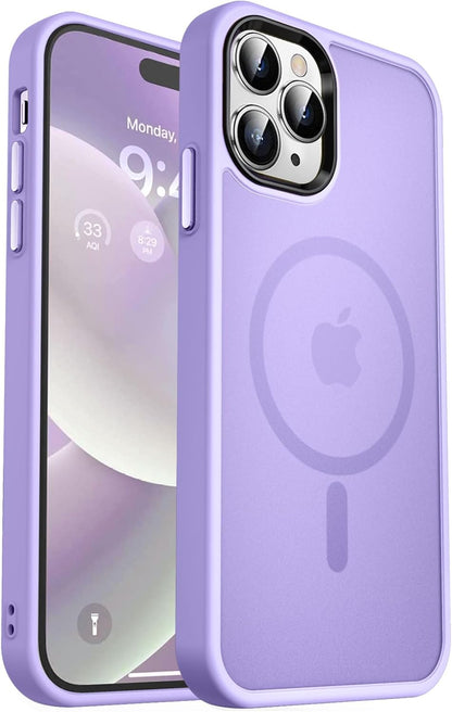 MOCCA Strong Magnetic for iPhone 14 Pro Max Case [Compatible with Magsafe] [10FT Military Grade Protective] Translucent Matte Slim Shockproof Case for iPhone 14 Pro Max 6.7"- Titanium Gray