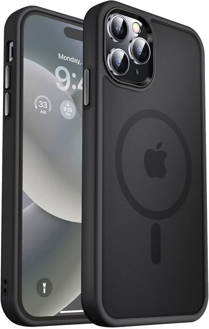 MOCCA Strong Magnetic for iPhone 14 Pro Max Case [Compatible with Magsafe] [10FT Military Grade Protective] Translucent Matte Slim Shockproof Case for iPhone 14 Pro Max 6.7"- Titanium Gray