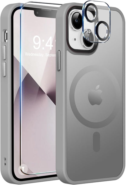 MOCCA Strong Magnetic for iPhone 14 Pro Max Case [Compatible with Magsafe] [10FT Military Grade Protective] Translucent Matte Slim Shockproof Case for iPhone 14 Pro Max 6.7"- Titanium Gray