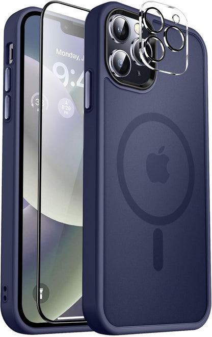 MOCCA Strong Magnetic for iPhone 14 Pro Max Case [Compatible with Magsafe] [10FT Military Grade Protective] Translucent Matte Slim Shockproof Case for iPhone 14 Pro Max 6.7"- Titanium Gray