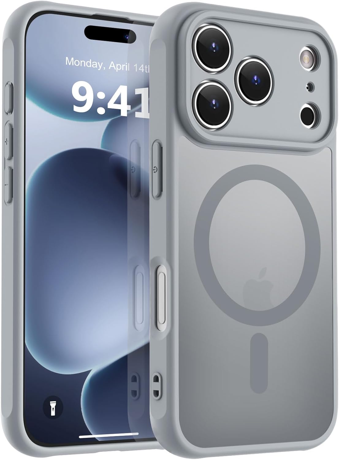 MOCCA Strong Magnetic for iPhone 14 Pro Max Case [Compatible with Magsafe] [10FT Military Grade Protective] Translucent Matte Slim Shockproof Case for iPhone 14 Pro Max 6.7"- Titanium Gray