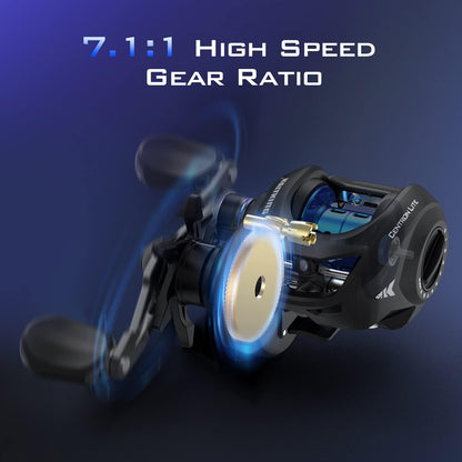 KastKing Centron Lite Baitcasting Fishing Reel – Lightweight, Glass Fiber Infused Nylon Frame – 7.6 OZ – 5 + 1 Anti-Reverse Ball Bearings, 7.1:1 High-Speed Gear Ratio Fishing Reel with Compact Design
