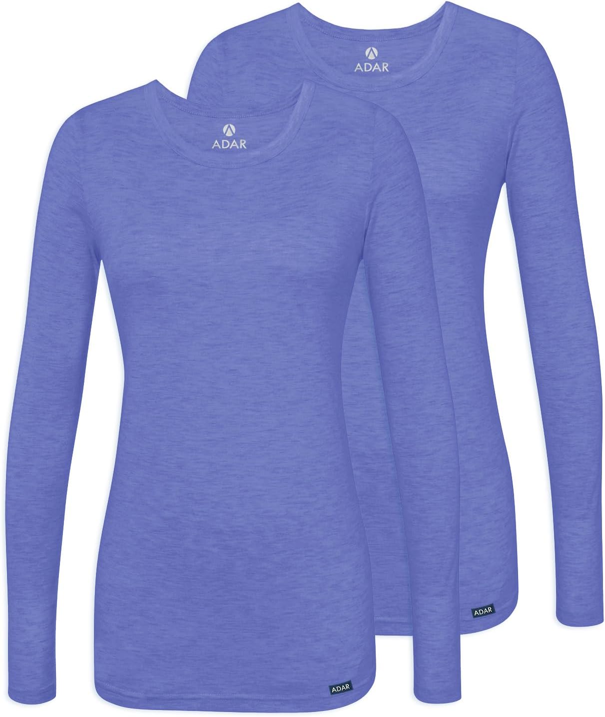 Adar Underscrubs for Women 2 Pack - Long Sleeve Underscrub Comfort Tee