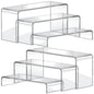 FUNFERY Acrylic Display Risers,2 Sets(7.8" L~8.2" L~8.6" L) Display Stand Shelf for Figure,Collectibles,Cupcake,Clear Acrylic Risers for Displays Case Cabinet,Dessert Table,Shelf Riser for Decor,Food