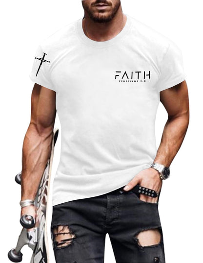 Christian Shirts for Men:Faith Cross Printed T-Shirts Christian Gifts for Men Jesus Shirts Holy Bible Tees