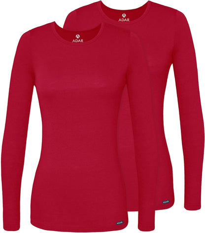 Adar Underscrubs for Women 2 Pack - Long Sleeve Underscrub Comfort Tee