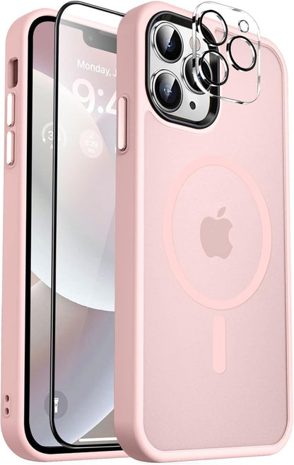 MOCCA Strong Magnetic for iPhone 14 Pro Max Case [Compatible with Magsafe] [10FT Military Grade Protective] Translucent Matte Slim Shockproof Case for iPhone 14 Pro Max 6.7"- Titanium Gray