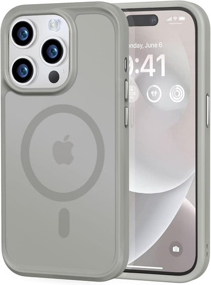 MOCCA Strong Magnetic for iPhone 14 Pro Max Case [Compatible with Magsafe] [10FT Military Grade Protective] Translucent Matte Slim Shockproof Case for iPhone 14 Pro Max 6.7"- Titanium Gray