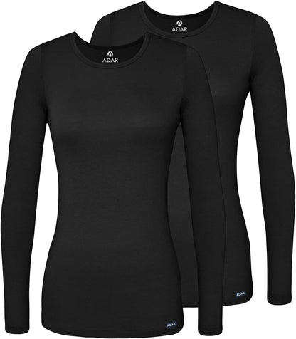 Adar Underscrubs for Women 2 Pack - Long Sleeve Underscrub Comfort Tee