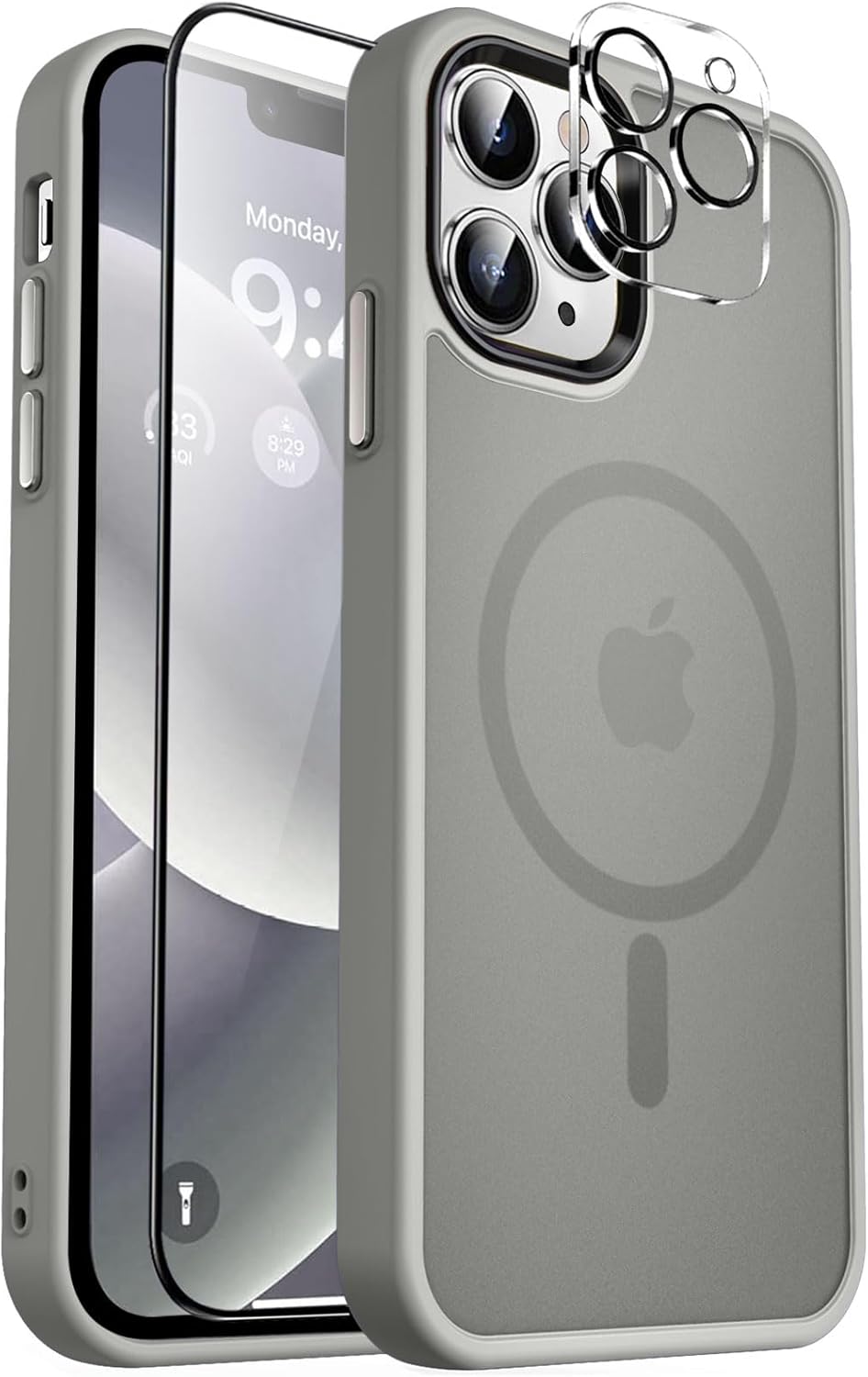 MOCCA Strong Magnetic for iPhone 14 Pro Max Case [Compatible with Magsafe] [10FT Military Grade Protective] Translucent Matte Slim Shockproof Case for iPhone 14 Pro Max 6.7"- Titanium Gray