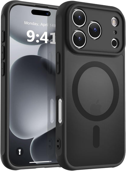 MOCCA Strong Magnetic for iPhone 14 Pro Max Case [Compatible with Magsafe] [10FT Military Grade Protective] Translucent Matte Slim Shockproof Case for iPhone 14 Pro Max 6.7"- Titanium Gray