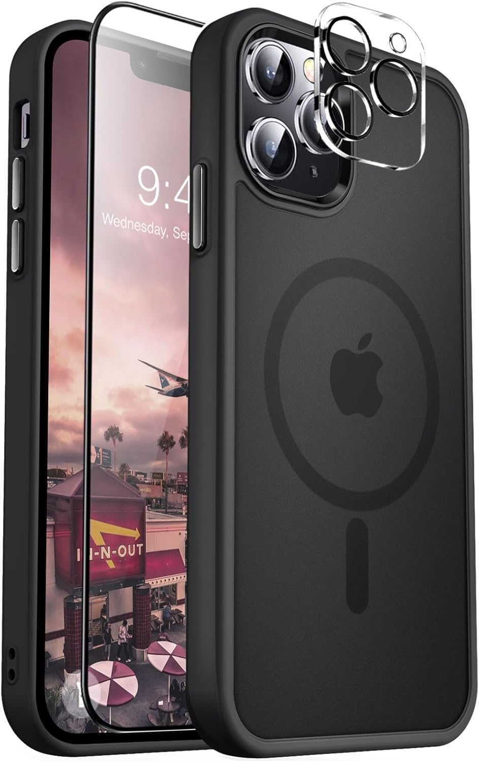 MOCCA Strong Magnetic for iPhone 14 Pro Max Case [Compatible with Magsafe] [10FT Military Grade Protective] Translucent Matte Slim Shockproof Case for iPhone 14 Pro Max 6.7"- Titanium Gray