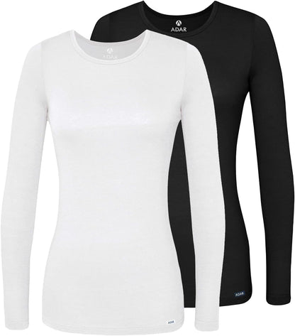 Adar Underscrubs for Women 2 Pack - Long Sleeve Underscrub Comfort Tee