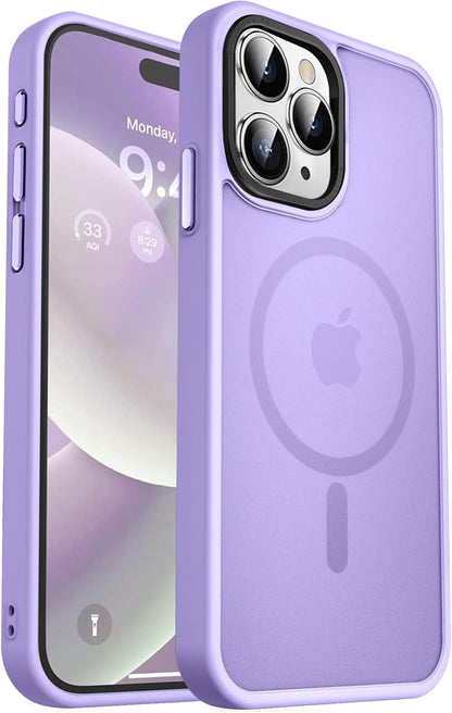 MOCCA Strong Magnetic for iPhone 14 Pro Max Case [Compatible with Magsafe] [10FT Military Grade Protective] Translucent Matte Slim Shockproof Case for iPhone 14 Pro Max 6.7"- Titanium Gray