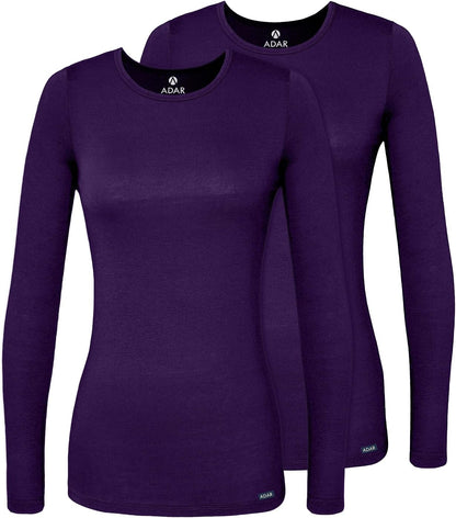 Adar Underscrubs for Women 2 Pack - Long Sleeve Underscrub Comfort Tee