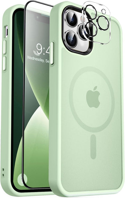MOCCA Strong Magnetic for iPhone 14 Pro Max Case [Compatible with Magsafe] [10FT Military Grade Protective] Translucent Matte Slim Shockproof Case for iPhone 14 Pro Max 6.7"- Titanium Gray
