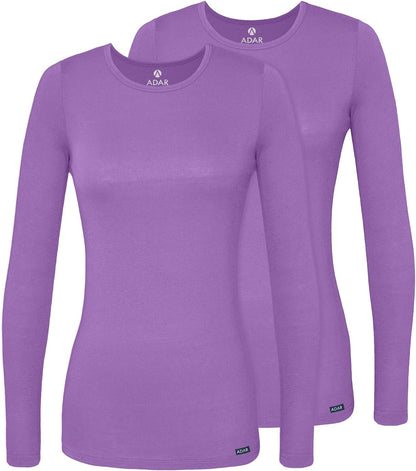 Adar Underscrubs for Women 2 Pack - Long Sleeve Underscrub Comfort Tee