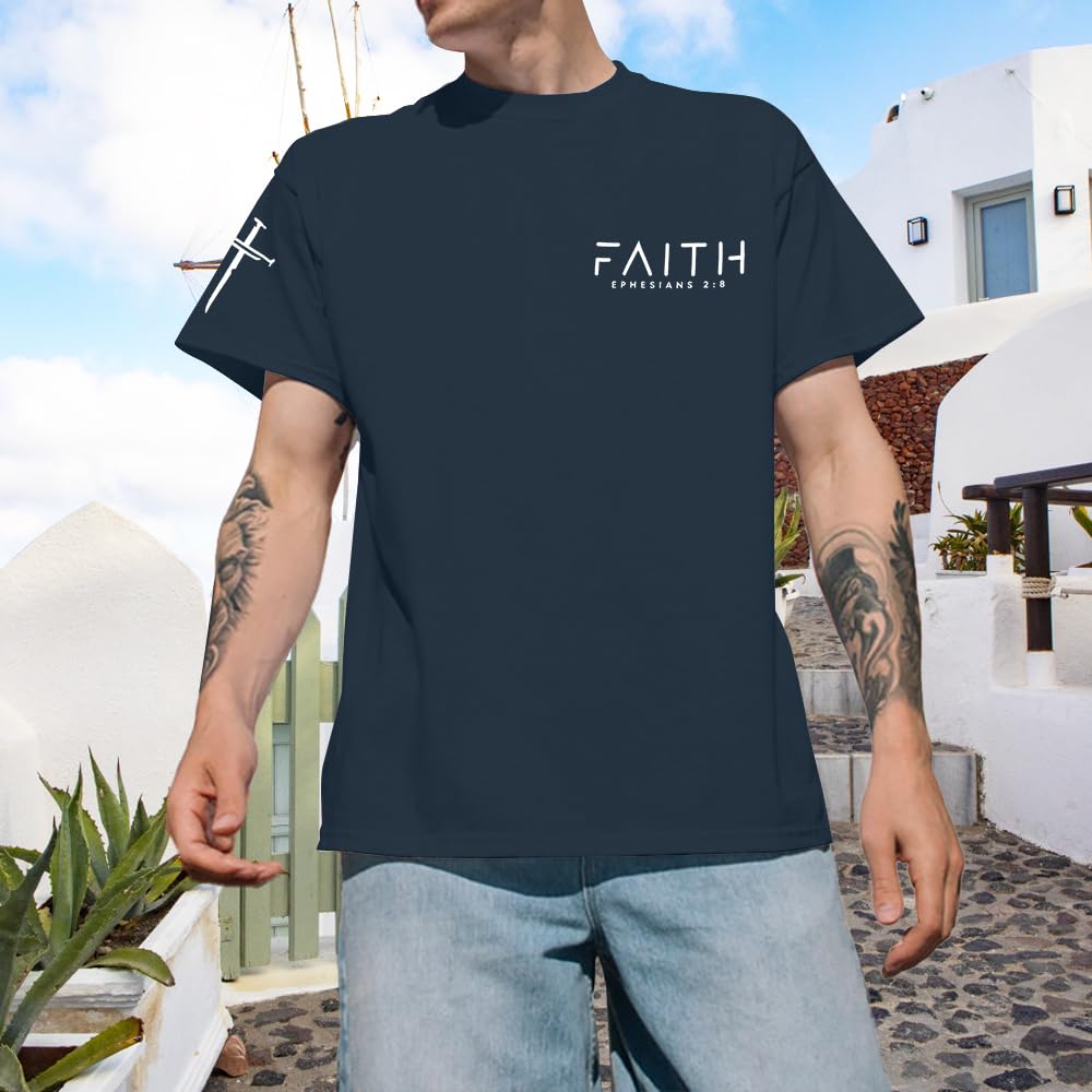 Christian Shirts for Men:Faith Cross Printed T-Shirts Christian Gifts for Men Jesus Shirts Holy Bible Tees