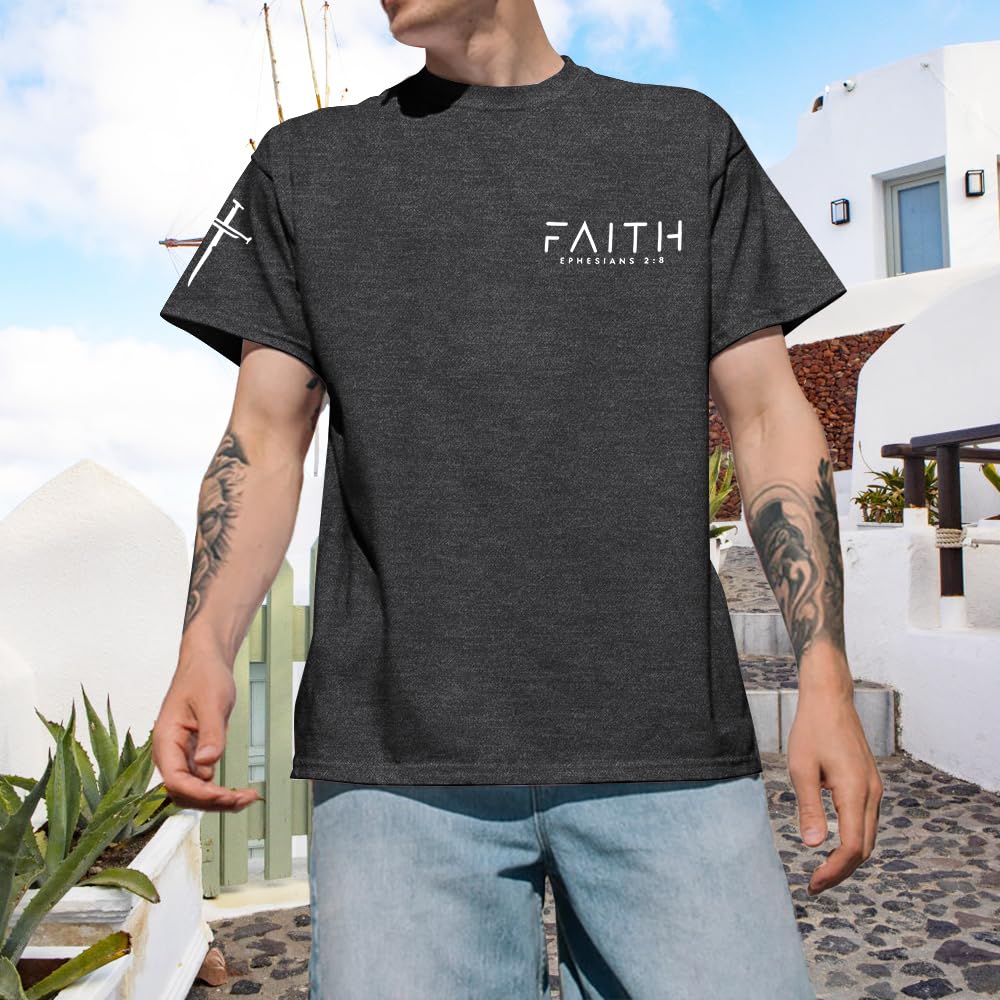 Christian Shirts for Men:Faith Cross Printed T-Shirts Christian Gifts for Men Jesus Shirts Holy Bible Tees