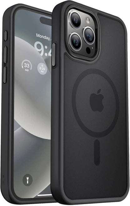 MOCCA Strong Magnetic for iPhone 14 Pro Max Case [Compatible with Magsafe] [10FT Military Grade Protective] Translucent Matte Slim Shockproof Case for iPhone 14 Pro Max 6.7"- Titanium Gray
