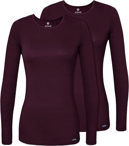 Adar Underscrubs for Women 2 Pack - Long Sleeve Underscrub Comfort Tee