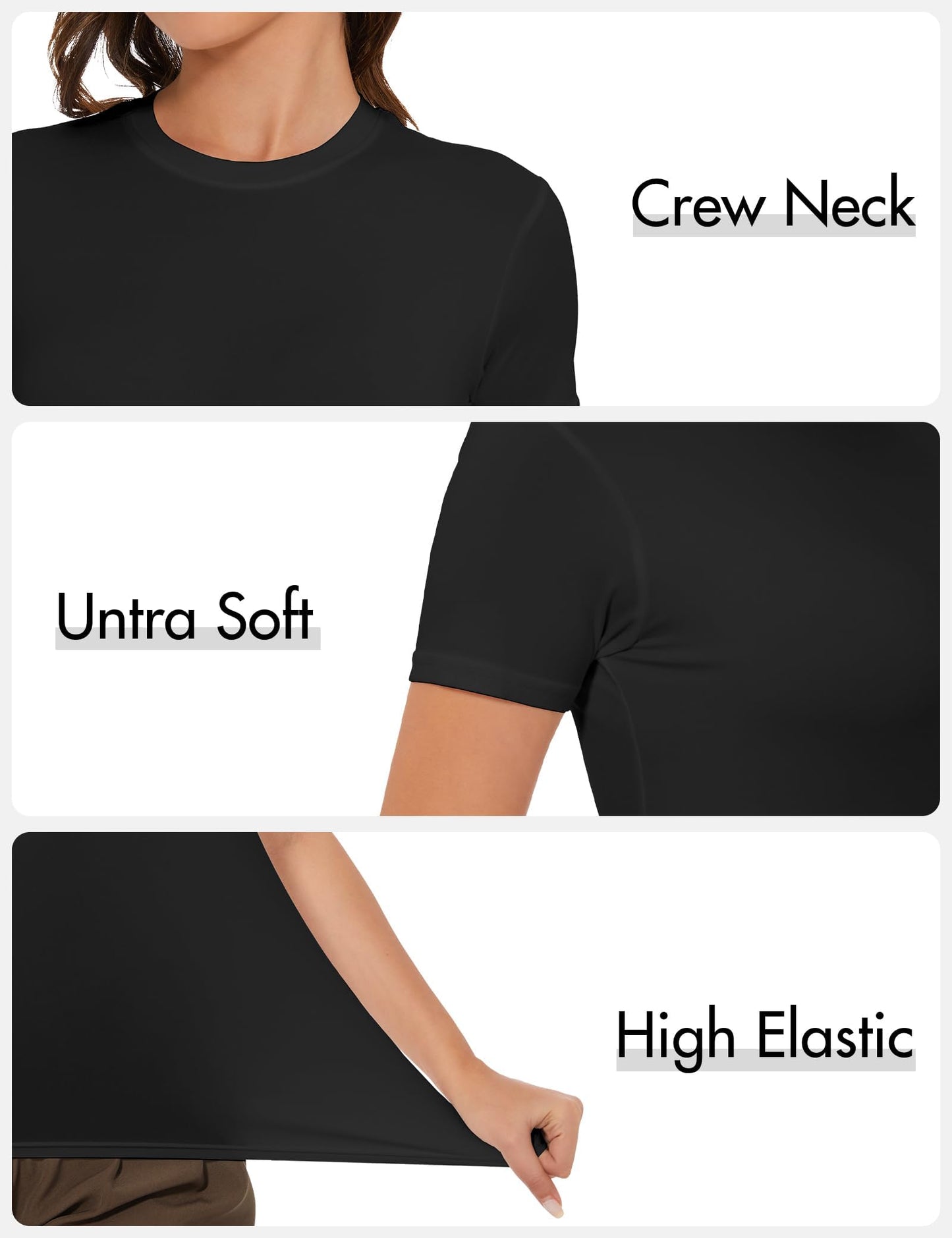 5 Pack Women's Short Sleeve Basic T Shirts Tees, Slim Fit Crew Neck Tshirt Summer Tops for Casual Workout Trendy
