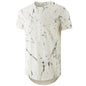 KLIEGOU Mens Hipster Hip Hop Ripped Round Hemline Pattern Print T Shirt