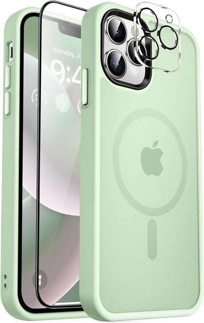 MOCCA Strong Magnetic for iPhone 14 Pro Max Case [Compatible with Magsafe] [10FT Military Grade Protective] Translucent Matte Slim Shockproof Case for iPhone 14 Pro Max 6.7"- Titanium Gray