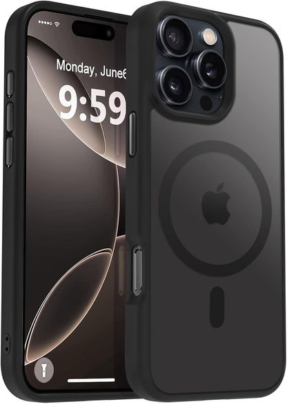 MOCCA Strong Magnetic for iPhone 14 Pro Max Case [Compatible with Magsafe] [10FT Military Grade Protective] Translucent Matte Slim Shockproof Case for iPhone 14 Pro Max 6.7"- Titanium Gray