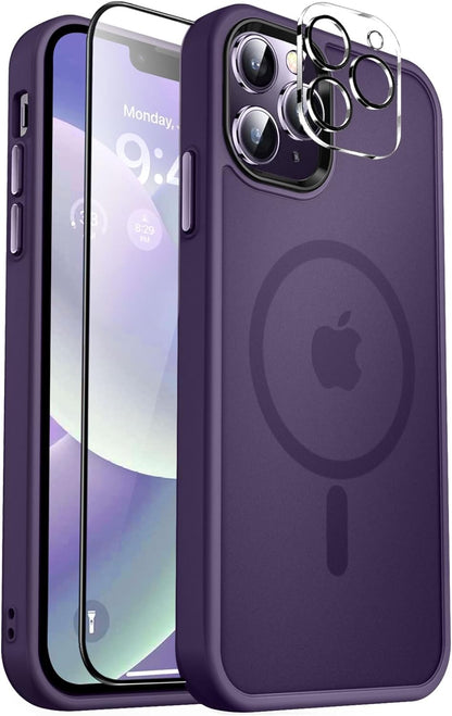 MOCCA Strong Magnetic for iPhone 14 Pro Max Case [Compatible with Magsafe] [10FT Military Grade Protective] Translucent Matte Slim Shockproof Case for iPhone 14 Pro Max 6.7"- Titanium Gray