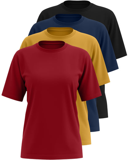 4 Pack Women's Half Sleeve T Shirts 1/2 Sleeve Basic Crew Neck Tops Elbow Length Casual Loose Fit Summer Tees
