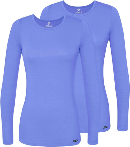 Adar Underscrubs for Women 2 Pack - Long Sleeve Underscrub Comfort Tee