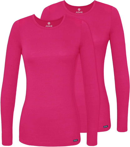 Adar Underscrubs for Women 2 Pack - Long Sleeve Underscrub Comfort Tee