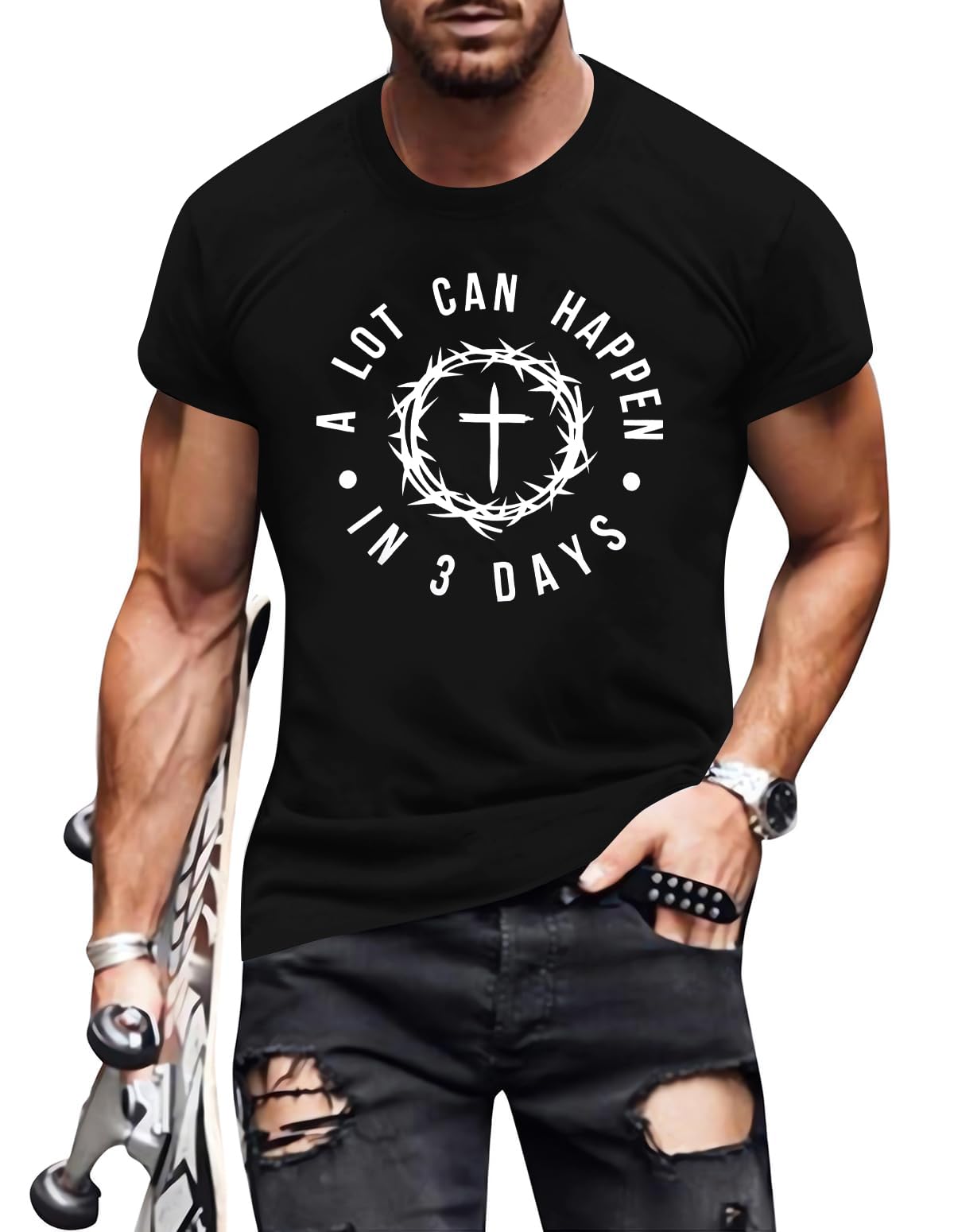 Christian Shirts for Men:Faith Cross Printed T-Shirts Christian Gifts for Men Jesus Shirts Holy Bible Tees