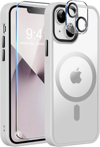 MOCCA Strong Magnetic for iPhone 14 Pro Max Case [Compatible with Magsafe] [10FT Military Grade Protective] Translucent Matte Slim Shockproof Case for iPhone 14 Pro Max 6.7"- Titanium Gray