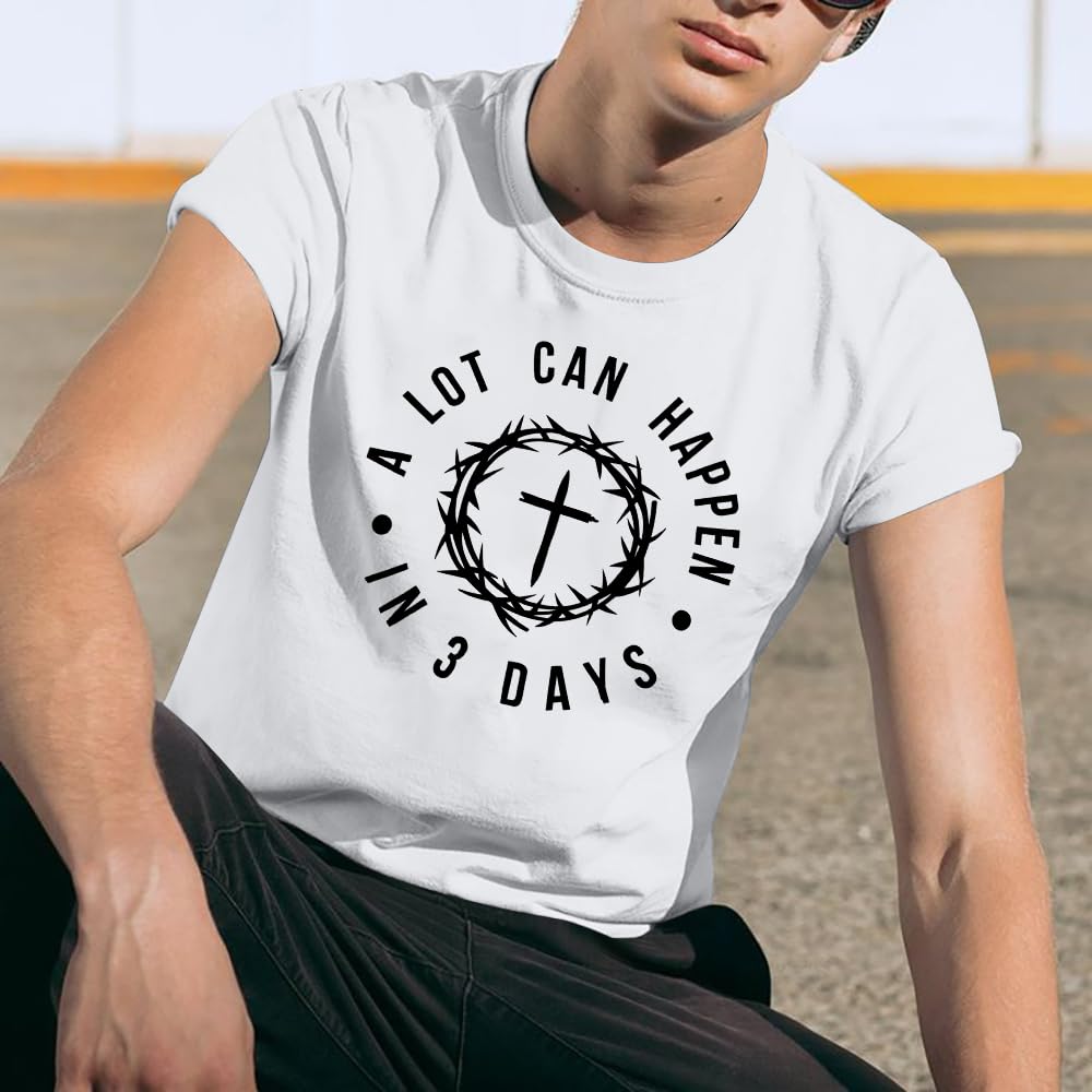 Christian Shirts for Men:Faith Cross Printed T-Shirts Christian Gifts for Men Jesus Shirts Holy Bible Tees