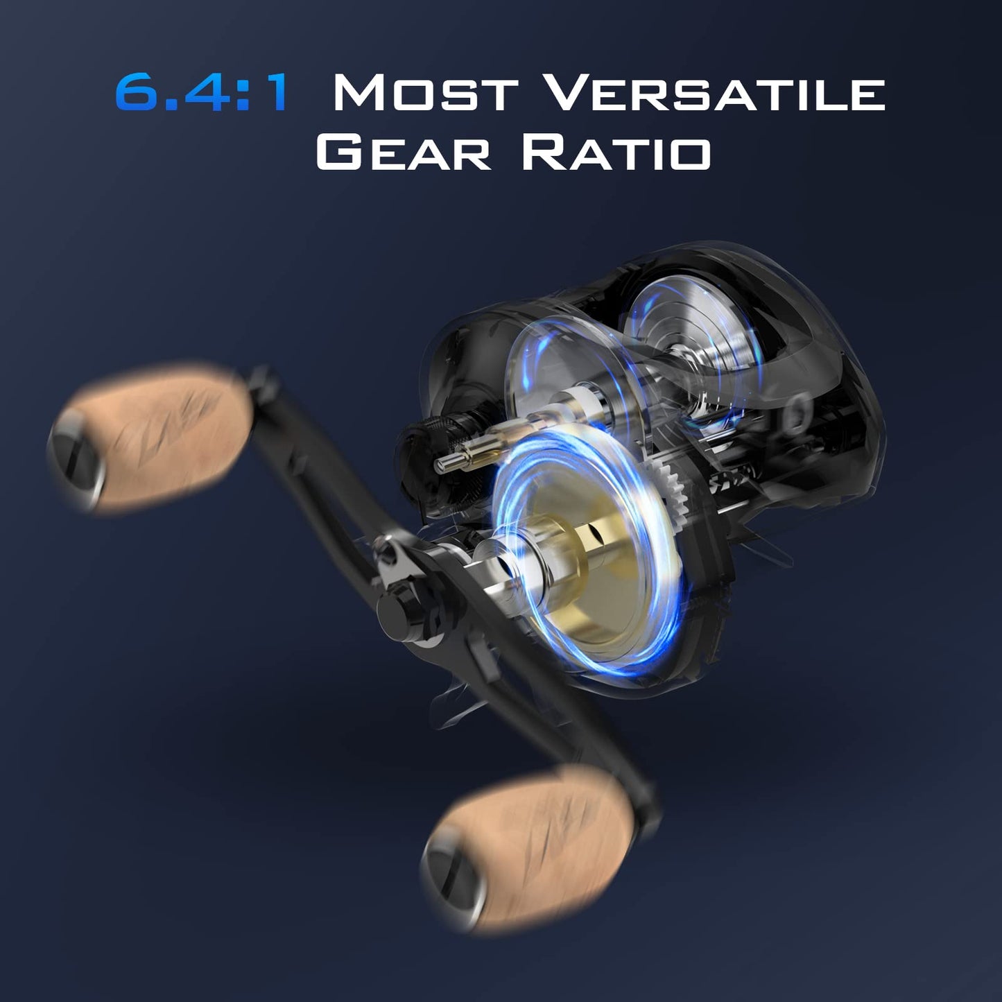 KastKing Megatron 200 Baitcasting Fishing Reel, Wide Spool High Line Capacity Casting Reel, 7+1 Double Shielded Stainless Steel BB, 8 Button Magnetic Brakes, 6.4:1 Gear Ratio, 28.6 lbs of Smooth Drag