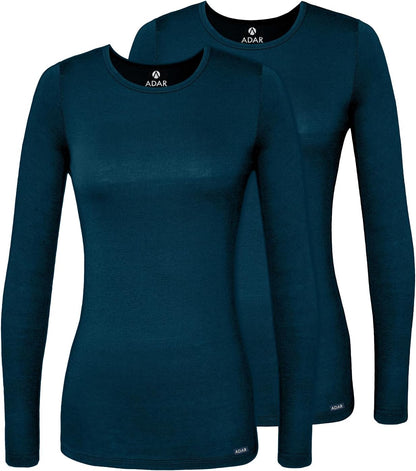 Adar Underscrubs for Women 2 Pack - Long Sleeve Underscrub Comfort Tee
