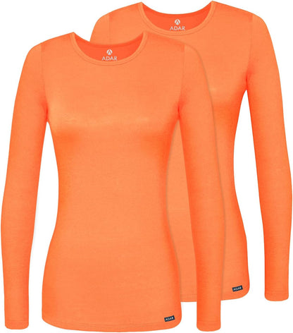 Adar Underscrubs for Women 2 Pack - Long Sleeve Underscrub Comfort Tee