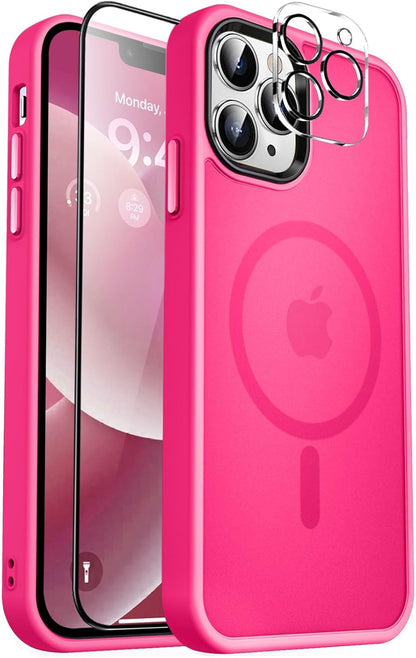 MOCCA Strong Magnetic for iPhone 14 Pro Max Case [Compatible with Magsafe] [10FT Military Grade Protective] Translucent Matte Slim Shockproof Case for iPhone 14 Pro Max 6.7"- Titanium Gray
