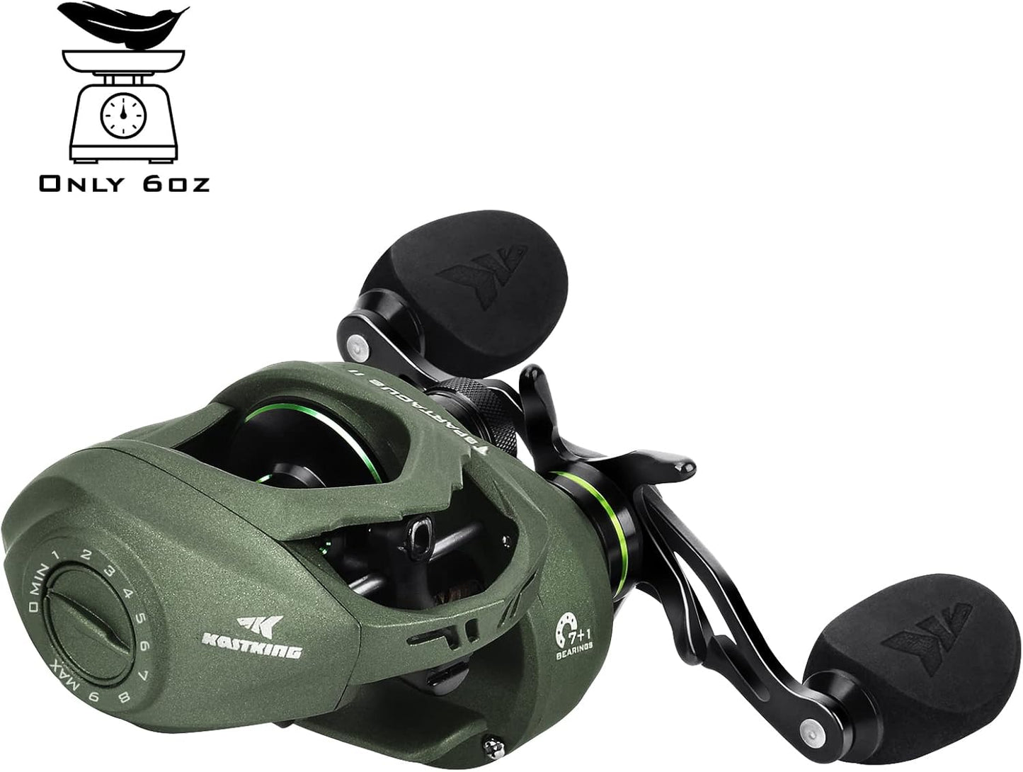 KastKing Spartacus II Baitcasting Fishing Reel, 6oz Ultralight Baitcaster Reel, Super Smooth with 17.6 LB Carbon Fiber Drag, 7.2:1 Gear Ratio, 39mm Palm Perfect Lower Profile Design