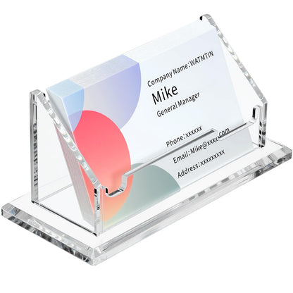 1 Pcs Acrylic Business Card Holder, Clear Horizontal Business Card Display Stand, Acrylic Cards Display Holder for Desk Accessories Women and Men Office Exhibition