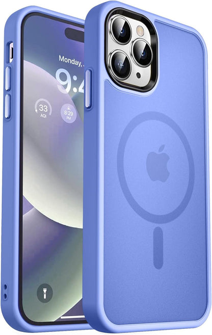 MOCCA Strong Magnetic for iPhone 14 Pro Max Case [Compatible with Magsafe] [10FT Military Grade Protective] Translucent Matte Slim Shockproof Case for iPhone 14 Pro Max 6.7"- Titanium Gray